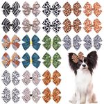 JpGdn 24Pcs/12 Pairs Big Dog Hair Bows Animal Print Zebra Leopard Snake Tiger Peacock Cheetah Snow Leopard Giraffe and Cow for Large Breed Girl Boy Bowknot Topknot Grooming Hair Accessories