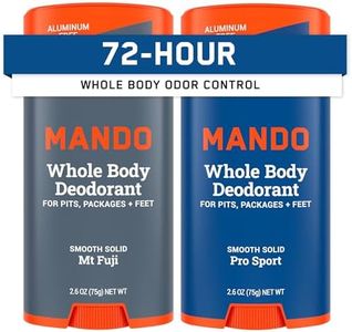 Mando Whole Body Deodorant For Men - Smooth Solid Stick - 72 Hour Odor Control - Aluminum Free, Baking Soda Free, Skin Safe - 2.6 Ounce (Pack of 2) (Mt Fuji & Pro Sport)