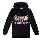 LQBNZQZ Robloxs Hoodies for Girls Boys Fashion Sport Sweatshirt Kid Long Sleeve Shirts Pullover Novelty Cute Tracksuit (Black, 7-8 Years)