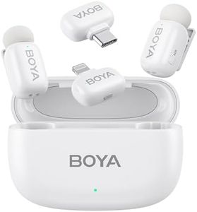 BOYA mini Wireless Microphone for iPhone/Android/PC/Tablets with USB C/Lightning Plug, MFi Certified, Noise Reduction, AI Voice Changer, 30H Battery Life with Charging Case for Video Recording Podcast