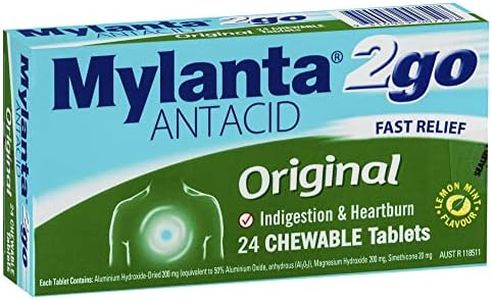 Mylanta 2 Go Original Antacid Tablets Chewable 24 Pack|fast relief from indigestion, heartburn, upset stomach, flatulence & wind pain