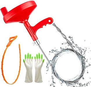 Plumbing Snake Drain Auger, 25 Ft Flexible Sink Snake, Pipe Snake, Drain Clog Remover for Bathroom Kitchen Sink, Sewer Tool,Shower Drain, Comes with Gloves and 1 Pack Plastic Hair Snake
