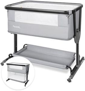 Papablic 4 in 1 Baby Bassinet, Bedside Bassinet for Baby, Adjustable Bedside Sleeper with Soft Mattress & Storage Basket, Easy to Assemble, Black