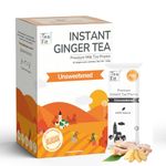 TeaFit Premium Zero Sugar Instant Ginger Tea Pack of 20 Sachets (280gm) | Ginger Tea Premix | Diabetic Friendly | Instant Milk Tea Premix | Ready to Drink | Instant Tea Premix | Tea Powder