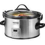 VEVOR Slow Cooker, 8QT 320W Electric Slow Cooker Pot with 3-Level Heat Settings Digital Slow Cookers with 20 Hours Max Timer, Locking Lid, Ceramic Inner Pot for Home/Commercial Use