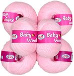 M.G ENTERPRISE Baby Wool for Knitting — Pink (Pack of 6) | 100% Soft 4 ply Acrylic Wool | Fingering Crochet Hook Yarn | Art & Craft | Needle Thread for Crafting | 25g Each