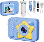 Underwater Camera, 48MP 5FT Waterproof Digital Camera with 32GB Card, Autofocus Floatable Waterproof Camera with HD Screen, 8X Digital Zoom, for Kids Water Park, Swimming (Star Style, Blue)