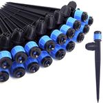 ZHZHLED 50Pcs Drip Irrigation Emitters with Lock, Adjustable 360 Degree Water Flow Irrigation Drippers 1/4 Inch Drip Irrigation Tubing, Micro Spray Parts for Garden Irrigation System Blue