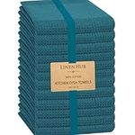 Linen Hub 12 Pack Kitchen Dish Towels 100% Cotton 16x26 Absorbent Durable Washable, Tea Towels, Dish Cloths, Bar Towels, Cleaning Towels, Kitchen Towels with Hanging Loop, Teal Green