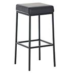 INDIAN DECOR. 45980 Wooden Bar Stool Dining Breakfast Stool/Bar Stool Chair Kitchen Cafe Bistro Black with Black Cushion top - Made in India !