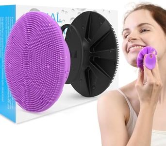 BEAUTAIL Silicone Face Scrubber 2 Pack, Manual Facial Cleansing Brush, Gentle Face Exfoliator for Sensitive Skin, Skin Care Exfoliating Face Brush for Men and Women, Black+Purple