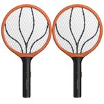 ASPECTEK Electric Fly Swatter - 2 Pack, 3000V Bug Zapper Racket, Mosquito Killer, Battery Powered (2xAA Not Included), Handheld Insect Control, Indoor and Outdoor Use - Orange and Black