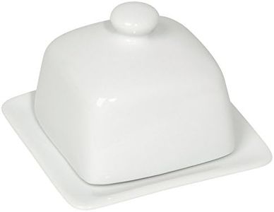 Now Designs Stoneware Square Butter Dish with Lid, White 4.5 x 4.5 in