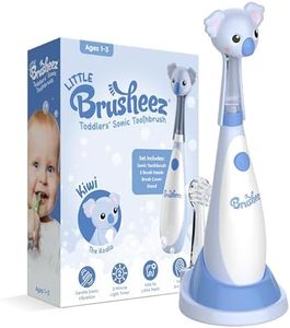 Brusheez Little Toddlers’ Sonic Toothbrush - Safe & Gentle Toothbrush for Ages 1-3 with Built-in, Light-Up 2-Minute Timer, Extra Brush Head, & Storage Base for First-Time Brushers (Kiwi The Koala)