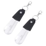 FootFitter Stainless Steel 5" Travel Shoe Horn with Keychain, Best on-the-go Shoehorn with Genuine Leather Handle Grip, 2 PACK!