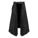 Men Shorts Solid Color Casual Gothic Fashion Asymmetric Pleated Skirt Shorts Rock Punk Steam Pleated Summer Shorts, Black, Large