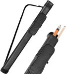 AKLOT 1×1 Pool Stick Case, Hard Billiard Pool Cue Cases for 1 Complete 2-Piece Cue (Holds 1 Butt, 1 Shaft), Faux Crocodile Leather Billiard Carrying Case/Bag with Detachable Pocket (Black)