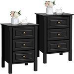 Yaheetech Black Bedside Table Set o