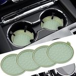 Wingcases Car Coasters 3.15in[4 Pack] Foldable Car Accessories Fit for SUV and Trucks Silicone Mats Non-Slip, Car Cup Holders Insert Coasters, Car Interior Accessories, Decor, Gift Sage Green