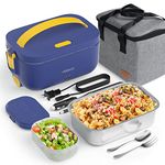 YISSVIC Electric Lunch Box for Car Truck and Work 3 in 1 for 12V 24V 110V Portable Heated Lunch Box Food Warmer with Removable Stainless Steel Container and Carry Box