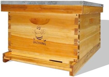 Beehive 10 Frame Bee Hives Complete Bee Hive Box Kit with 100% Beeswax Includes Beehive Frames and Beeswax Coated Foundation Boards (1 Layer)