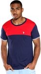 U.S. Polo Assn. Men's Two Tone Crew Neck T-Shirt, Classic Navy, Large