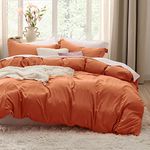 Bedsure Burnt Orange Duvet Cover Queen Size - Soft Prewashed Queen Duvet Cover Set, 3 Pieces, 1 Duvet Cover 90x90 Inches with Zipper Closure and 2 Pillow Shams, Comforter Not Included