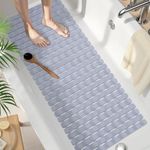Smiry Non Slip Bathtub Mat with Textured Surface, 40 x 100 cm, Cut-to-Fit Quick Drying Shower Mat Machine Washable Bath Mat for Elderly, Dark Grey