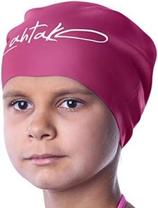 Swim Caps for Long Hair Kids - Swimming Cap for Girls Boys Kids Teens with Long Curly Hair Braids Dreadlocks - 100% Silicone Hypoallergenic Waterproof Swim Hat (Windsor Wine, M)