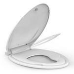 Elongated Toilet Seat,Toilet Seat with Toddler Seat Built in, Potty Training Toilet Seat Elongated Fits Both Adult and Child, with Slow Close and Magnets- Elongated,White