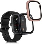 kwmobile Cover Comaptible with Huami Amazfit GTS 2 Mini Covers - 2X Tempered Glass with Plastic Frame - Navy Blue/Dusty Pink