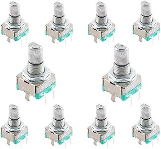 JESSINIE 10Pcs EC11 Rotary Encoder Switch Digital Potentiometer 15MM with Switch 5 Pins D-Shaft with Nut and Washer