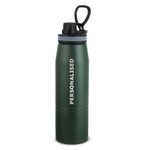 Borosil Go Sports 900 ml Personalised/Customized Bottle with Engraved Name & Logo | Stainless Steel Vacuum Insulated Flask, Green | 14 Hrs Hot & 18 Hours Cold | Ideal for Personal & Corporate Gifting