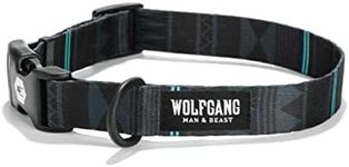 Wolfgang Premium Adjustable Dog Collars for Small Dog, Durable Nylon Dog Collar with Quick Clip Buckles, for Training & Daily Use Made in USA, NightOwl Print, 5/8 Inch x 8-12 Inch