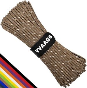 VVAAGG Reflective Paracord Rope 100FT, 7 Strand Nylon para Cord Lanyard Utility 550 Parachute Cord, 4mm Thin Tent Rope for Outdoor Camping Hiking (Tan)