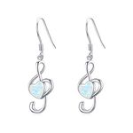 Music Note Earrings 925 Sterling Silver Opal Dangle Earrings Music Earrings Musical Jewelry Gifts for Dance Lovers Musician Women Teacher, Sterling Silver, sterling silver