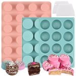 Actvty Cake Puck Mold Set, Chocolate Covered Cake Silicone Molds, 24-Cavity Round Cake Pop Molds with 2 Spatulas for DIY Cake Cores, Cakepucks, Chocolate Desserts