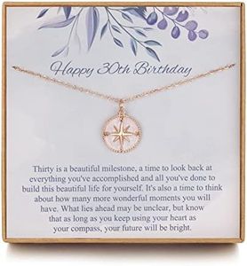 30th Birthday Gifts for Women Daughter, Sterling Silver 30th Birthday Compass Necklace, Inspirational 30th Birthday Gifts for Her, 30th birthday cards for women, Birthday Gifts for Best Friend