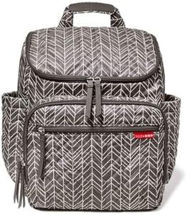 Skip Hop Forma Diaper Bag Backpack, Soft Multi-Function Baby Travel Bag with Changing Pad & Packing Cubes, Grey Feather