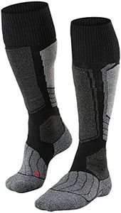 FALKE Men's SK1 Ski Socks, Merino Wool Silk, Knee High, Heavy Cushion, Breathable Quick Dry, Winter Athletic Sock, Black (Black-Mix 3010), 12.5-13.5, 1 Pair