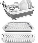 Collapsible Dish Rack and Drainboard Set Foldable Dish Drying Rack Portable Dish Drainer Dinnerware Organizer Rack Folding Tableware Storage Rack Cutlery Rack for Kitchen Counter RV Camper Accessories