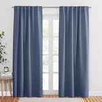 PONY DANCE Blackout Curtains 84 inches Long - Thermal Insulated Curtain Drapes Light Block Energy Efficient Modern Design Style for Home Decor, 52" x 84", Blue Haze, 2 Pieces