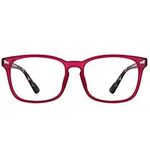 TIJN Blue Light Blocking Glasses for Women Men Clear Frame Square Nerd Eyeglasses Anti Blue Ray Computer Screen Glasses (Matte Burgundy)