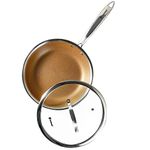 Bergner Hitech Giro Gold Triply Stainless Steel Scratch Resistant Non Stick Frypan/Frying Pan, 24 cm, Induction Base, Food Safe (PFOA Free), Silver