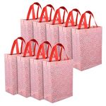 Heart Home Shopping Handbag | Grocery Handbag | Shopping Bag | Grocery Shopping Bag | Reusable Shopping Bags | Vegetable Bag | Star-Print Carry Bag | Pack of 9 | Pink