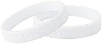 8 Pack Lung Cancer Awareness Silicone Bracelets - White Rubber Wristbands for Lung Cancer Awareness
