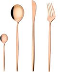 M.T. BROTHERS - Stainless Steel Flatware Set, Tableware Cutlery Set, Utensils for Kitchens, Dishwasher Safe(Fork 1+Knife 1+Salad Spoon 1+Tea Spoon 1) (Rose Gold Hotel Spoon, 4)