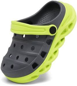 Nedaan Toddler Kids Clogs Slip on Slide Sandals Slippers for Beach Pool Garden Grey/Green