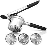 Andrew James Professional Potato Ricer, Stainless-Steel Heavy-Duty Potato Masher Perfect for Mashed Potatoes | Food Press, Vegetable Chopper, with 3 Interchangeable Strainers for Coarse, Medium & Fine