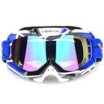 Motorcycle Motocross Goggles ATV Racing Goggles Dirt Bike Tactical Riding Motorbike Goggle Glasses, Bendable Windproof Dustproof Scratch Resistant Protective Safety Glasses (Blue)